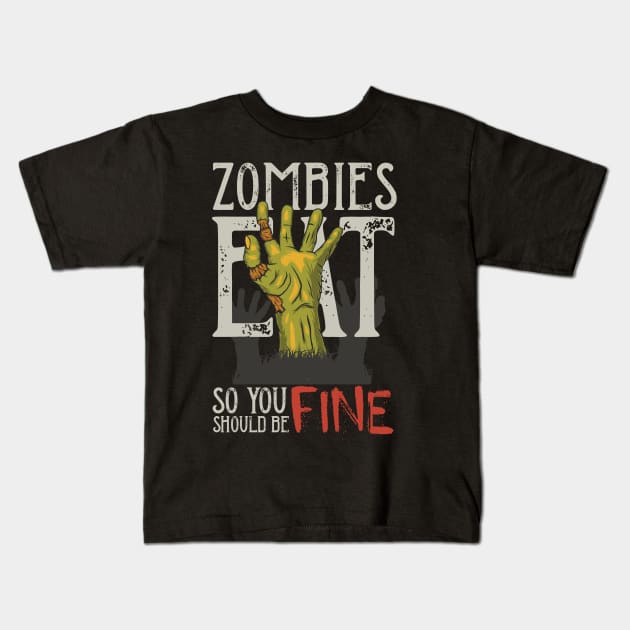 Zombie Hand Kids T-Shirt by FUNNYTIMES